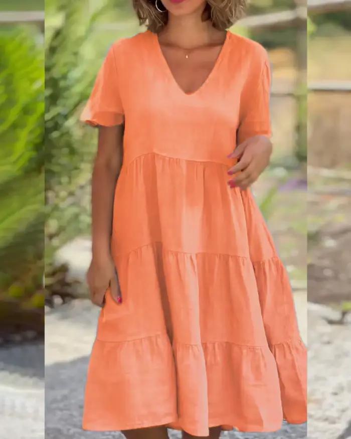 Robes décontractées en coton et lin pour femmes
