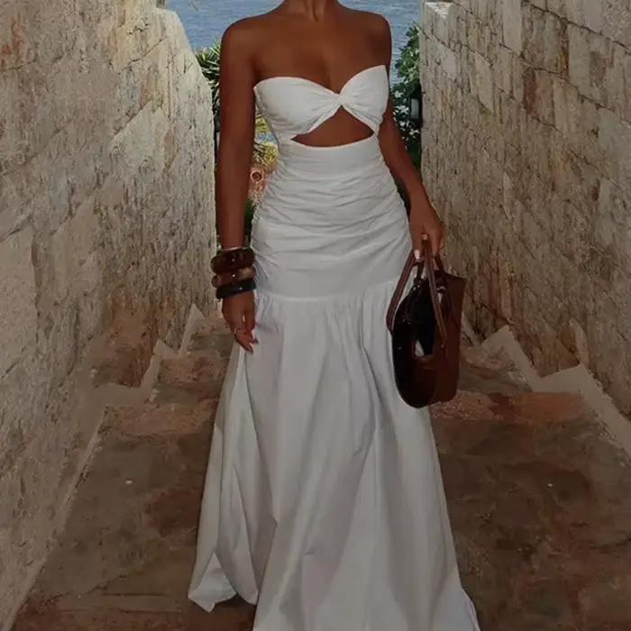 Robe longue sans bretelles pour femmes
