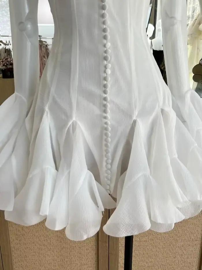 2025 nouveauté fée bulle volants concepteur robe d'anniversaire couleur unie courte décontracté soirée mode vêtements pour femmes