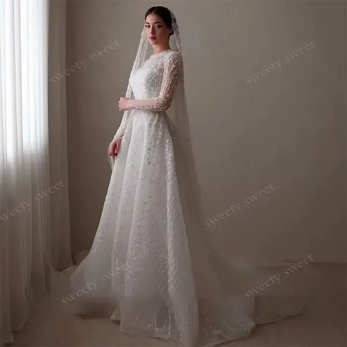 Robe De mariée à paillettes en Organza perlé avec broderie