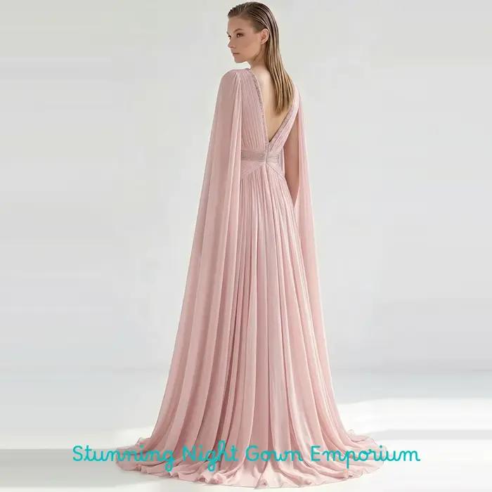 Robe de soirée classique en mousseline à col en V