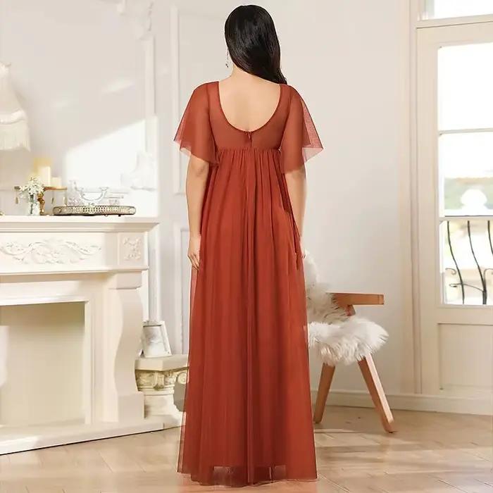 Robe de Soirée à Manches Courtes et Col en V
