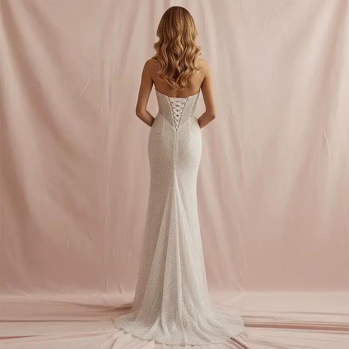 Robe de mariée sirène de luxe en perles scintillantes