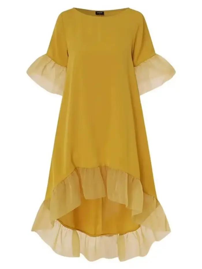 Robe de Soirée en Dentelle avec Manches à Volants pour Femme