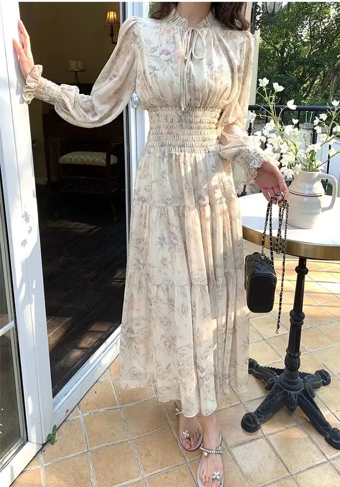 Robe de fée imprimée en mousseline de soie