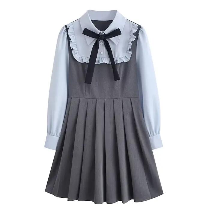 Cearance ventes pour femme vêtements angleterre Style Preppy robe courte pour adolescents étudiants doux arc ample décontracté Mini robes