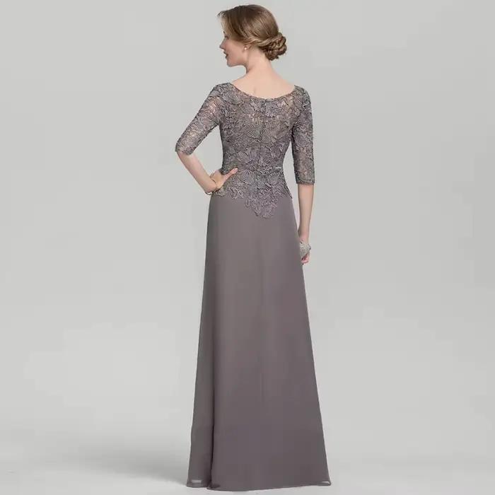 Robe de mère de la mariée en mousseline avec dentelle et plissé, pour femmes, occasion spéciale, soirée de gala, mariage, élégance incomparable