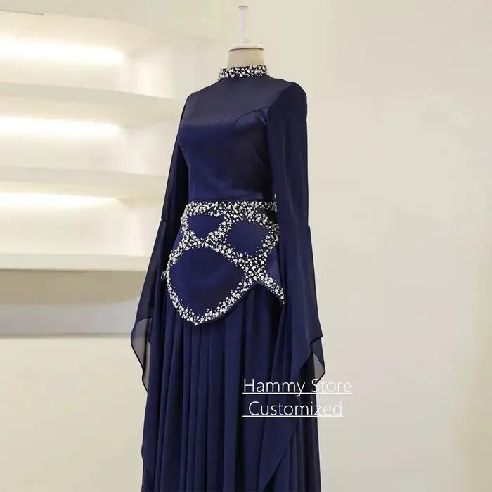 Robe de soirée arabe moderne personnalisée à manches longues