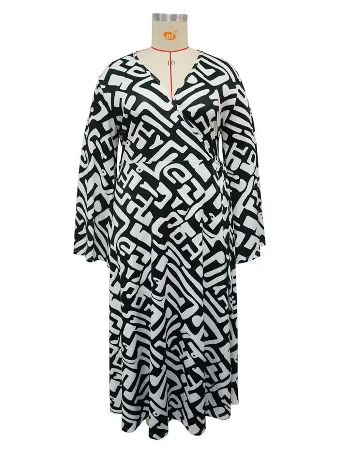Robe maxi à manches longues évasées pour femmes