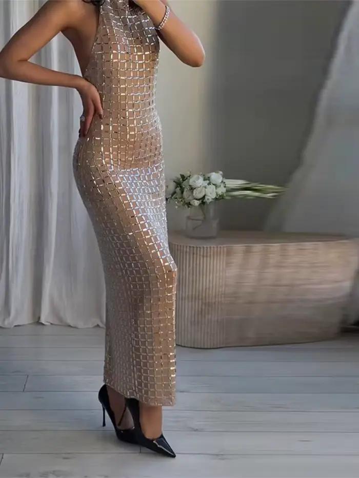 Robe de soirée longue sans manches pour femmes