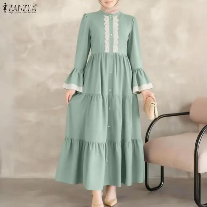 Robe longue modeste musulmane ZANZEA pour femme
