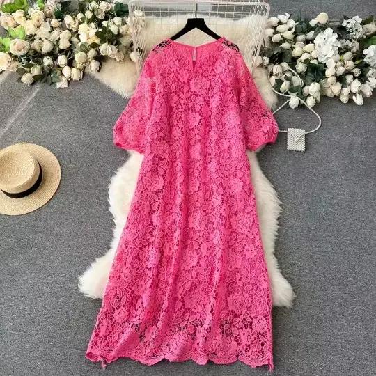 Robe longue en dentelle pour femmes