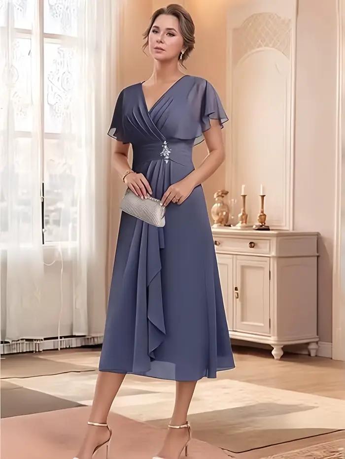 Robes de soirée formelles en mousseline de soie pour la mère de la mariée