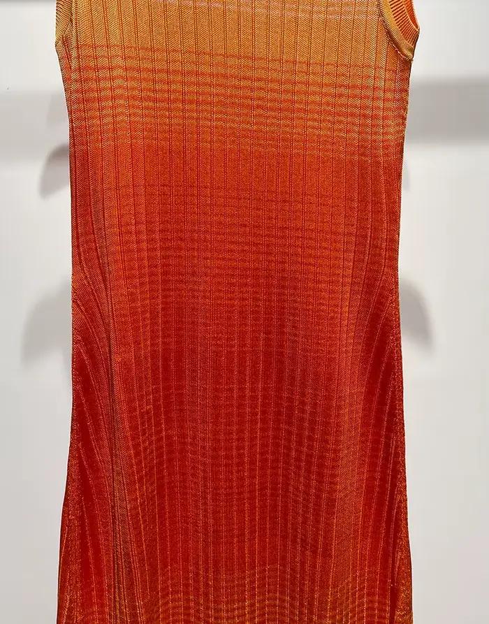Robe tricotée orange à col rond pour femme