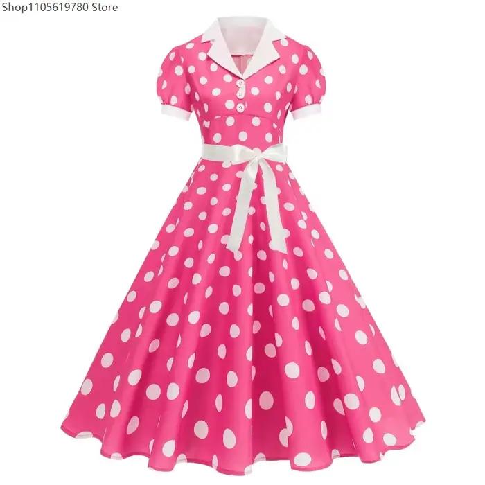 Robe vintage à pois des années 50 et 60 pour femmes