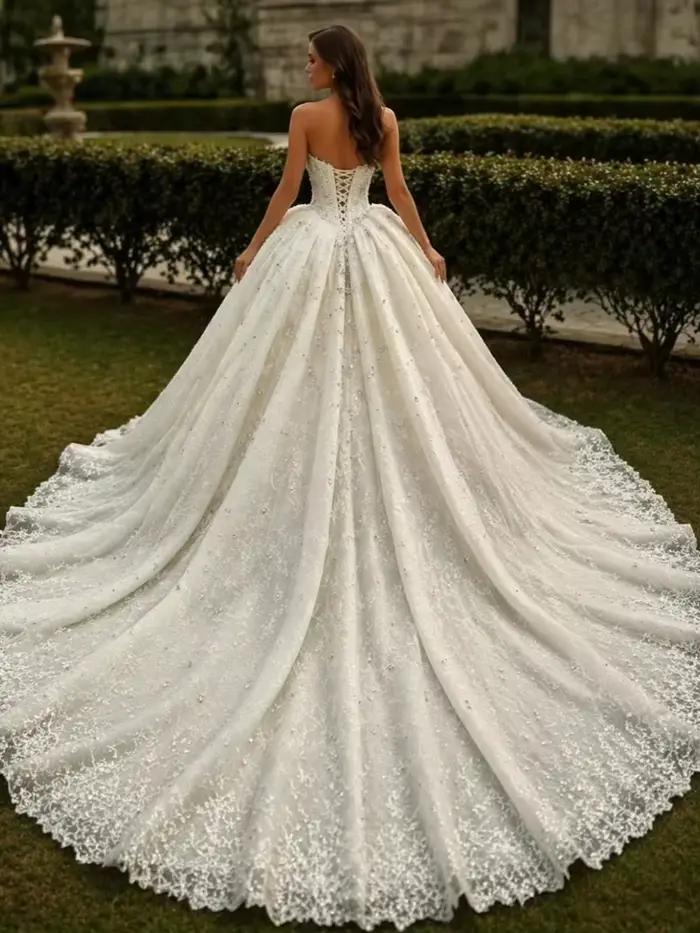 Robe de mariée vintage coupe trapèze pour femme