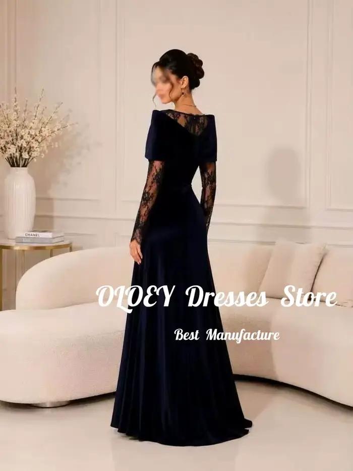 OLOEY Robe de Soirée de Luxe en Dentelle à Manches Sirène Style Dubaï Arabe pour Femme