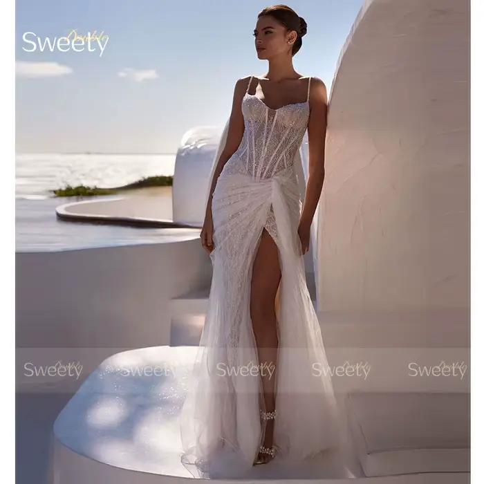 Robe De mariée sirène luxueuse en Organza avec broderie De perles