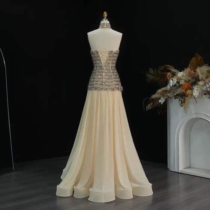 Sharon Said – robe de soirée dorée haut de gamme
