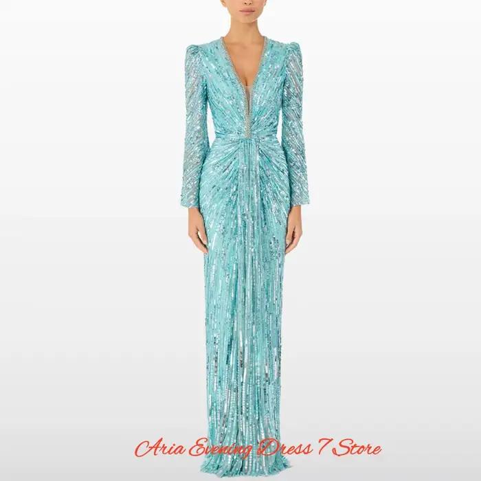 Robe de soirée en tulle à col en V