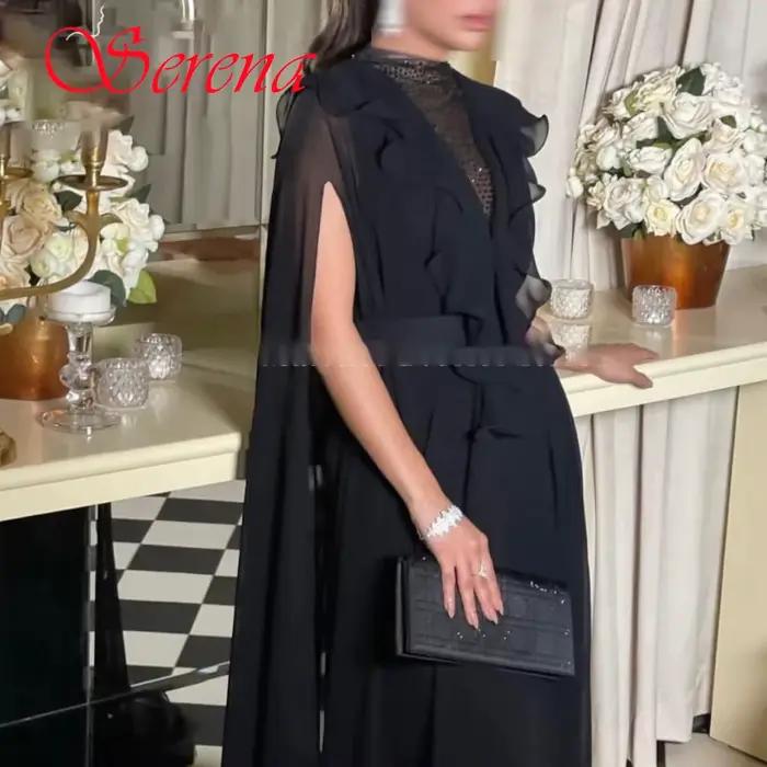 Robe de soirée en mousseline de soie noire