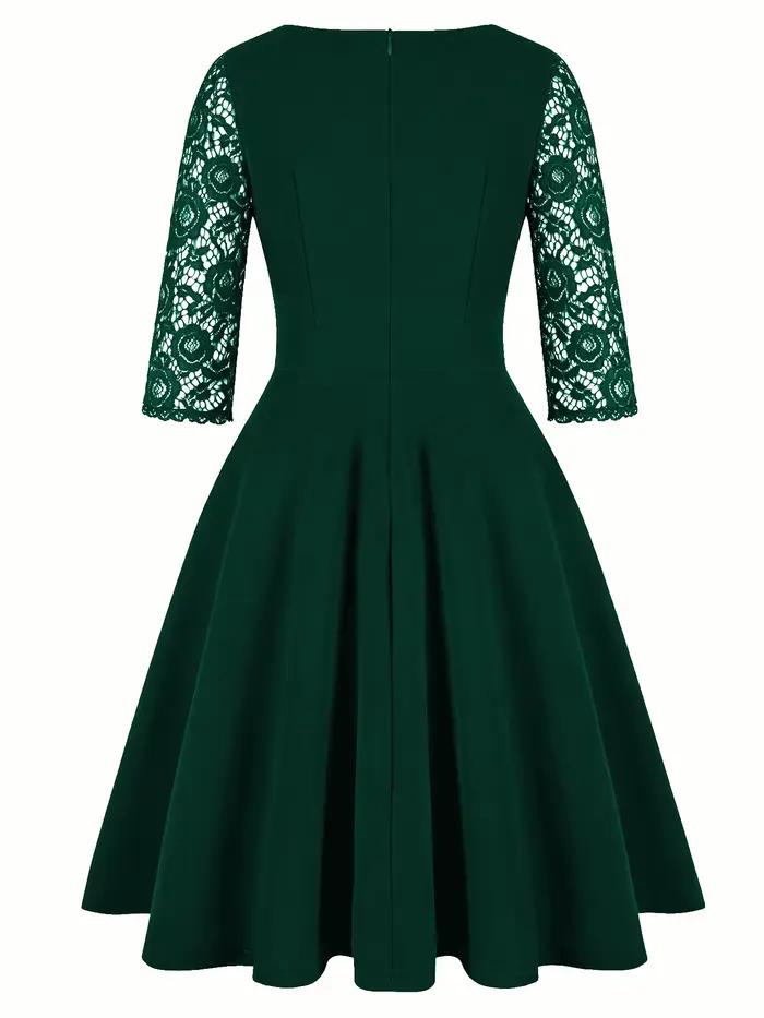 Robe de soirée vintage pour femme en dentelle florale