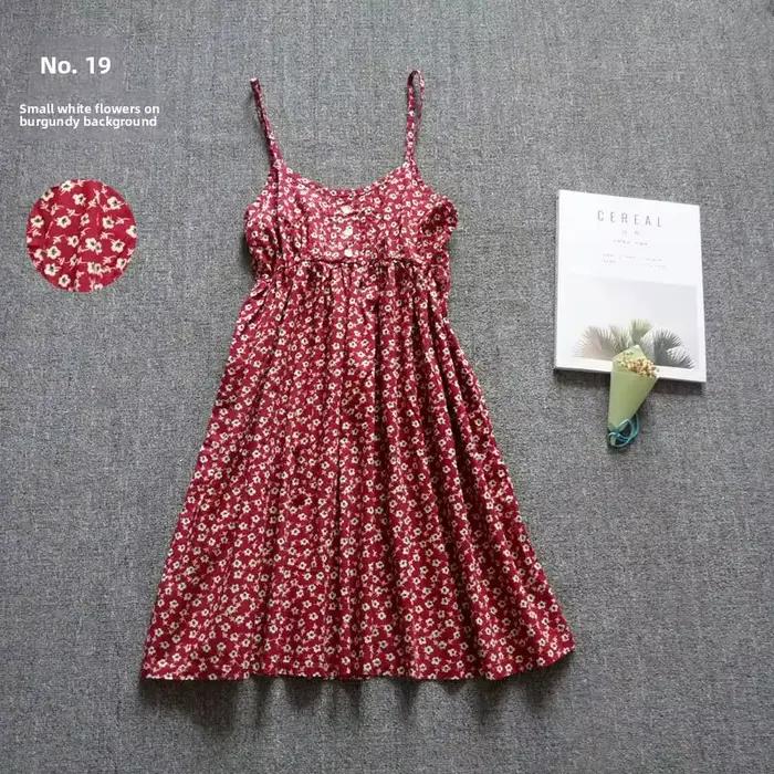 Robe mini en coton à imprimé floral style de plage sans manches pour femmes occassions estivales et décontractées