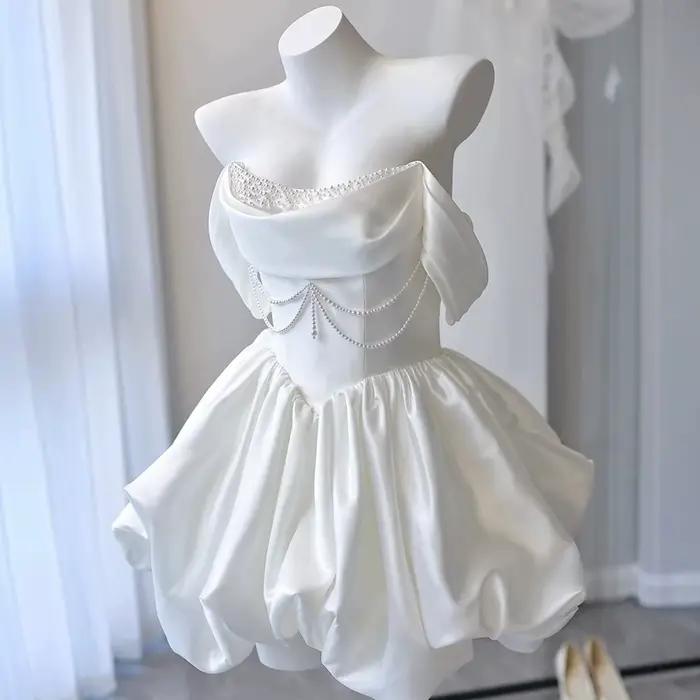 Mini robes de soirée de mariage courtes coréennes