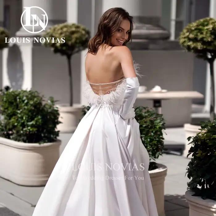 Modiis-Robe de mariée trapèze en satin dos nu pour les patients