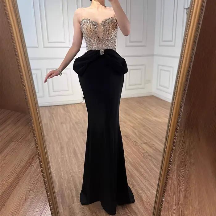 Robe de soirée sirène rouge de luxe