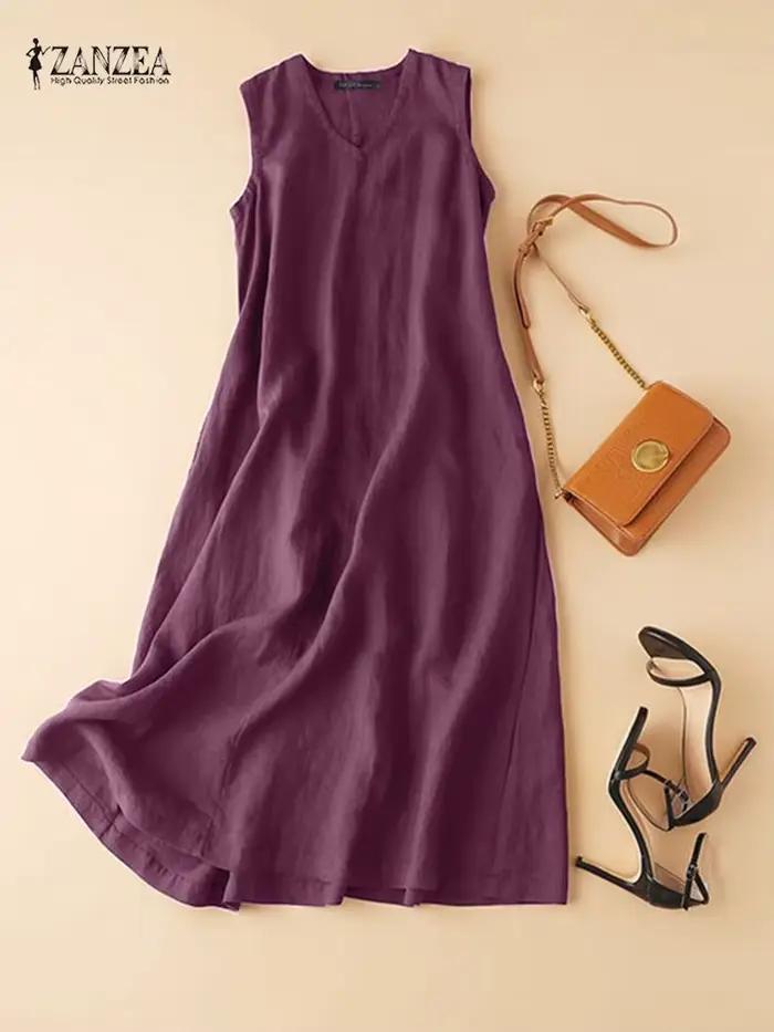Robe longue vintage à col en V pour femmes