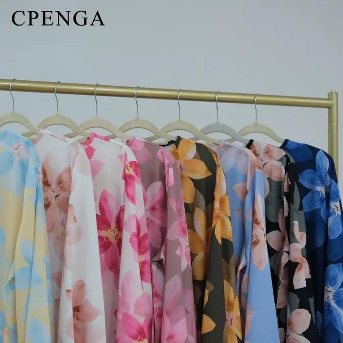 Abaya à manches longues à imprimé floral d'été de Dubaï pour femmes musulmanes