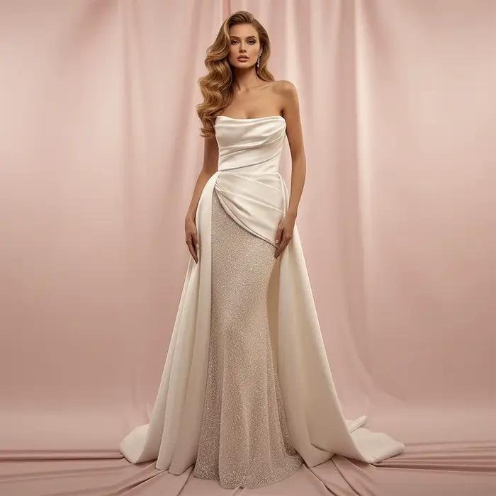 Robe de mariée sirène de luxe en perles scintillantes