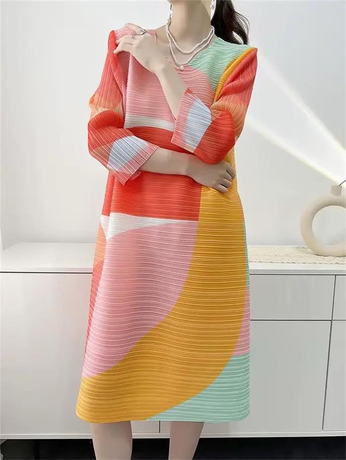 Robe de Soirée Plissée Imprimée Taille Unique Pour Femmes Décontractée Mode Printemps Été Occasions Spéciales