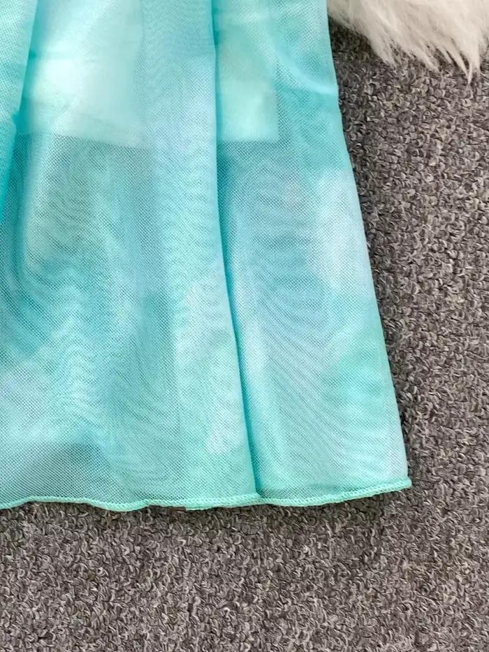 Foamlina lac bleu plage vacances robe femmes été magnifique Sexy dentelle licou cravate taille fée Maxi longues robes