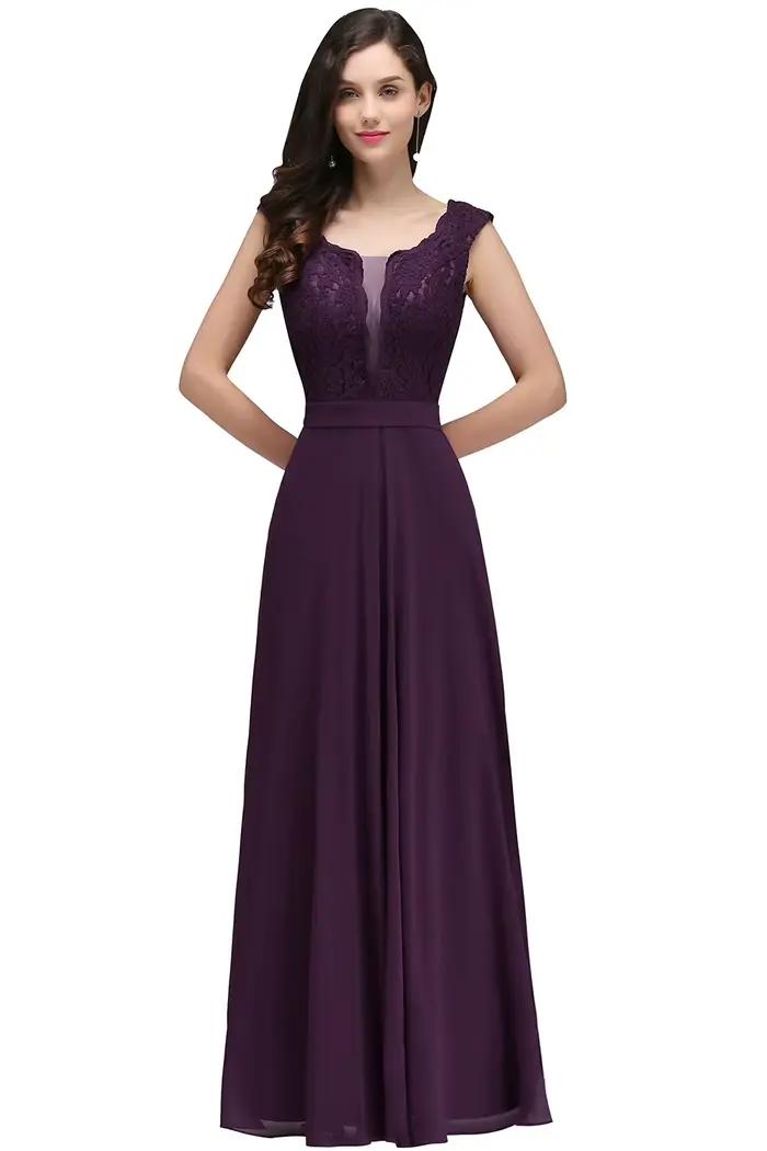 Robe de soirée longue bordeaux pour femmes