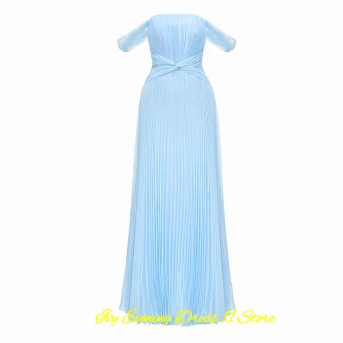 Robe de soirée élégante en mousseline de soie bleue