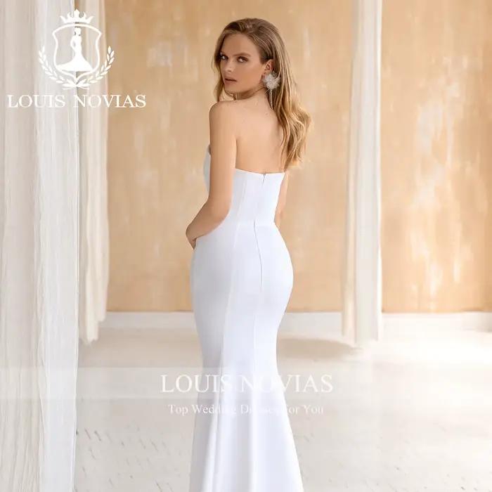 LOUIS NOVIAS robe De mariée Style sirène bretelles Appliques fente-ourlet balayage Train
