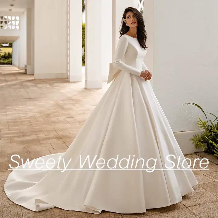 Jiayigong-Robe de Mariée Ivoire Personnalisée à Manches sulf