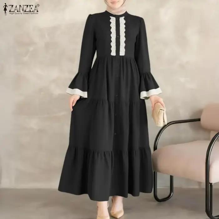 Robe longue modeste musulmane ZANZEA pour femme