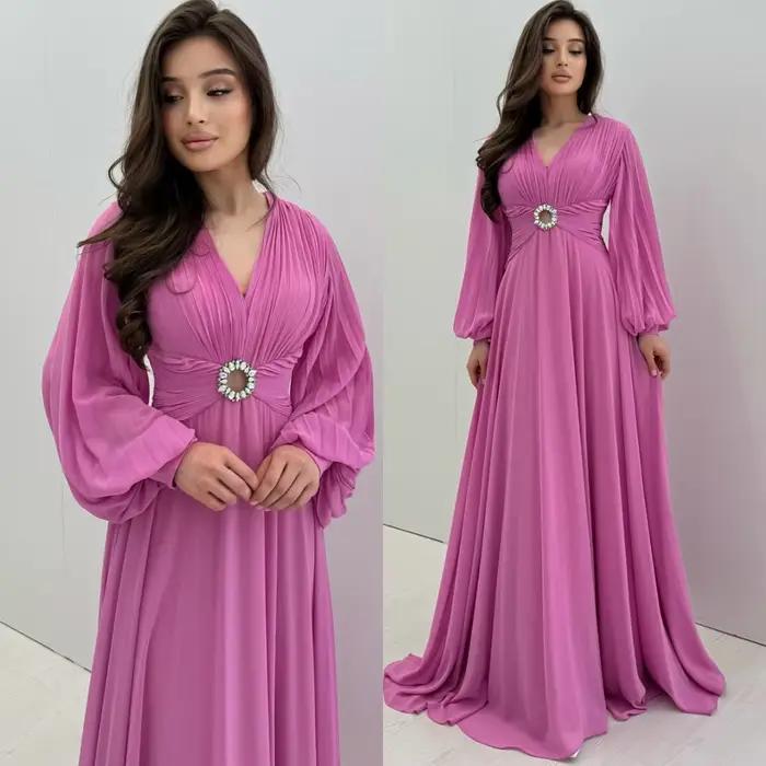 Robe de soirée formelle personnalisée en mousseline de soie