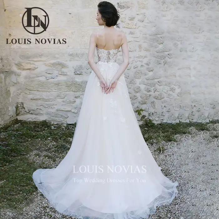 Modiis-Robe de mariée A-ligne avec appliques perlées exquises