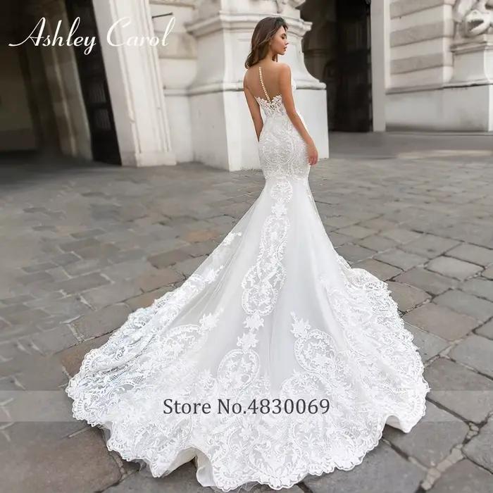 Ashley Carol sirène robes De mariée pour les femmes chérie avec châle Mit Cape perles 2 en 1 robe