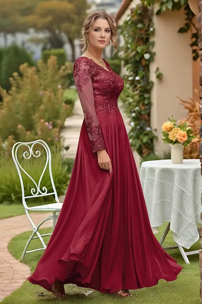Robes de soirée longues à manches longues pour la mère de la mariée