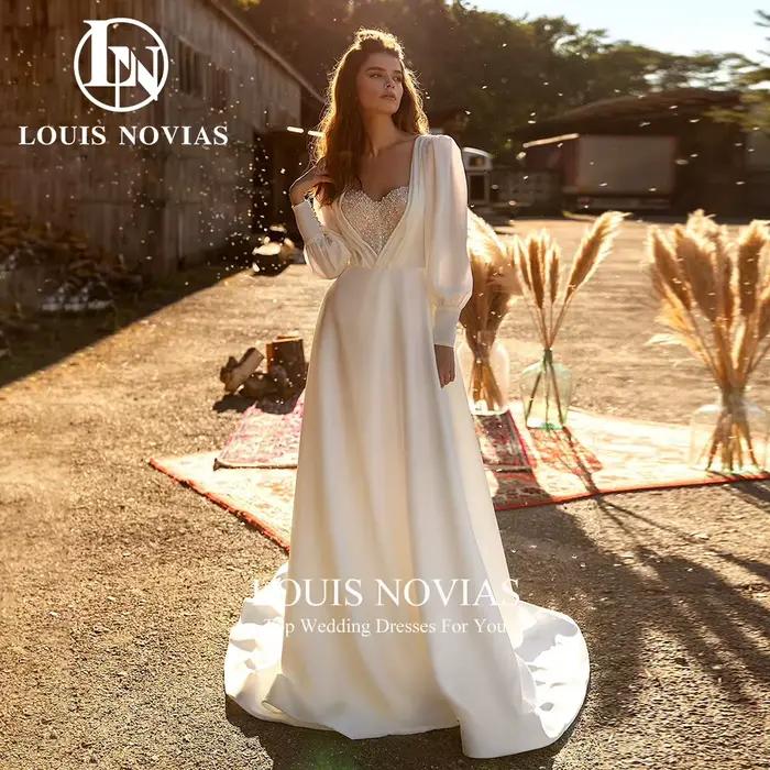 Modiis-Robes de mariée en satin cristal pour femmes