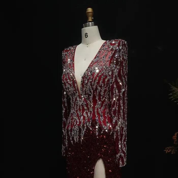 Sharon Said-Robe de Soirée Noire à Paillettes