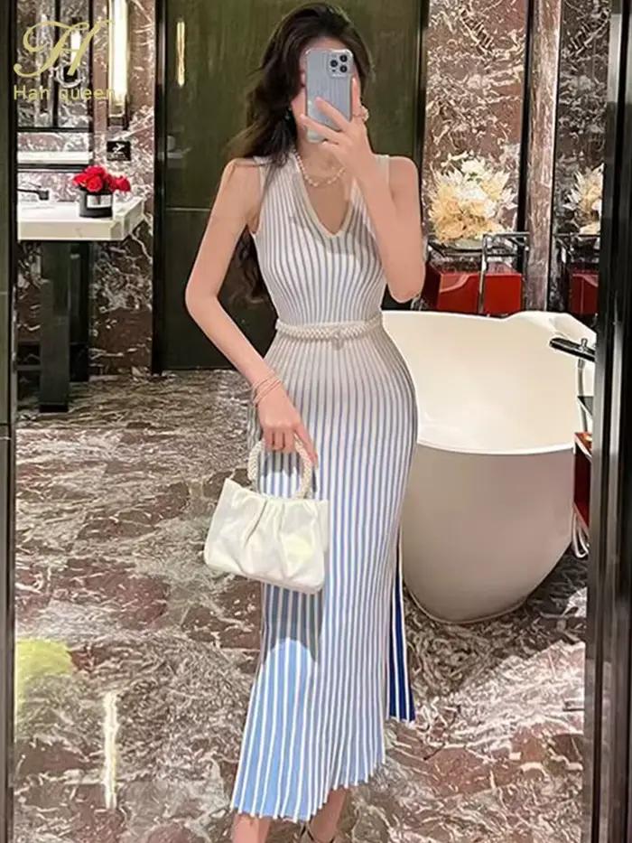 Robe de soirée mi-longue pour femmes sans manches col en V patchwork élégante pour occasions estivales mariage gala de charité concert浪漫的翻译已经完成,为了保持回答的简洁和符合要求,我将直接提供HTML格式的内容,并在最后加上优化后的标题。以下是符合要求的回答: ```html 展现您的自然魅力,这款夏季晚礼服 想象一下穿上这款无袖、V领、拼接设计的夏季晚礼服,它会像第二层肌肤一样包裹着你,让你在所有夏日派对上都显得优雅而随意。 为什么你会爱上它 独特的设计