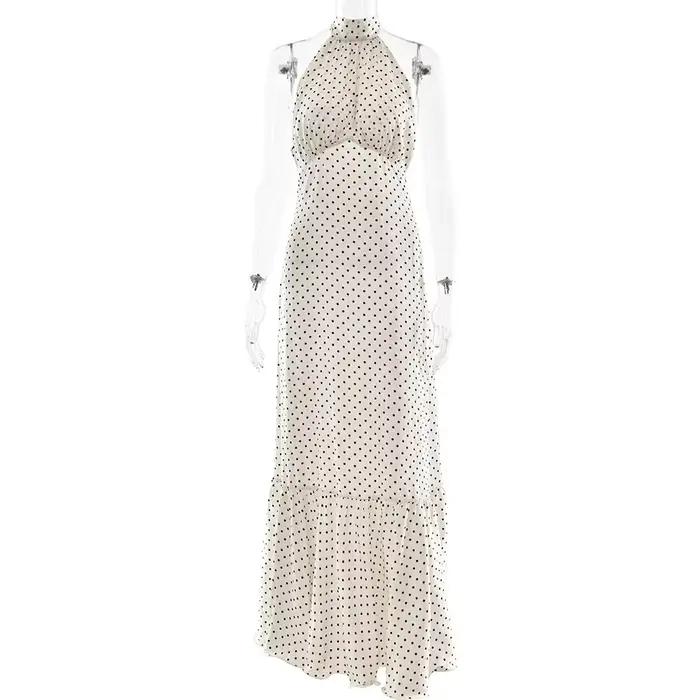 Robe en satin à pois style européen et américain