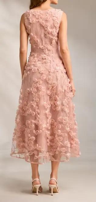Robe florale 3D en maille romantique pour femme