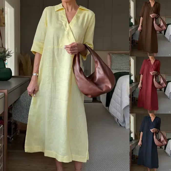 Robe longue à manches courtes pour femmes